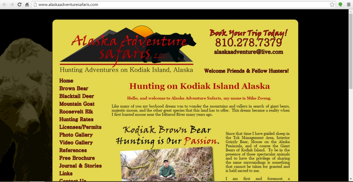 Kodiak Island, Alaska Hunting Web Design