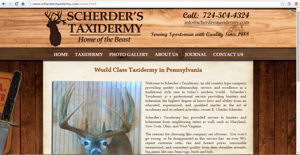 Butler, Pennsylvania Taxidermy Web Design