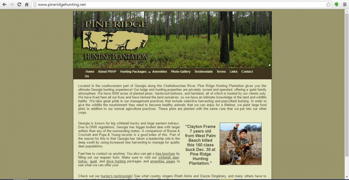 Fort Gaines, Georgia Hunting Web Design