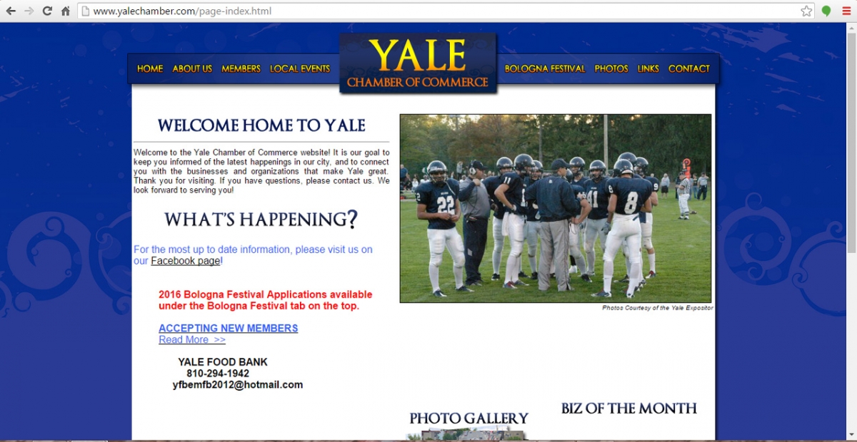 Yale, Michigan Chamber Web Design