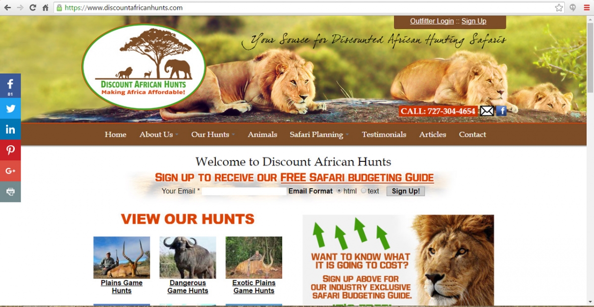 Palm Harbor, Florida Hunting Web Design